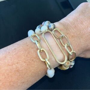 Gold and White Beaded Bracelet‎ Set